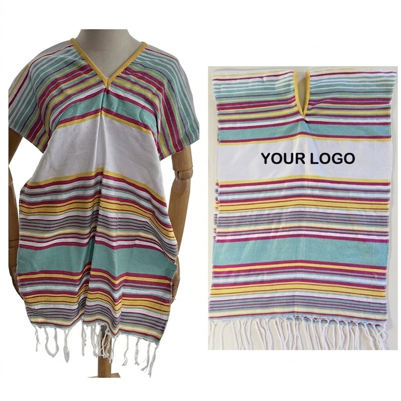 SMPSH004_L SMPSH004 Mexican Stripe Baja Poncho for Youth