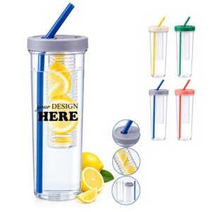 SMPSH009_L SMPSH009 Plastic Tea Tumbler w/ Filter Straw