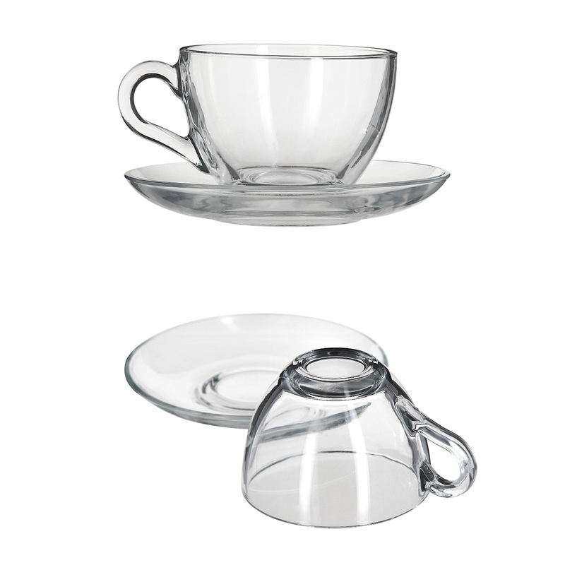 SMPSH076_B SMPSH076 Glass Tea Cup and Saucer Set