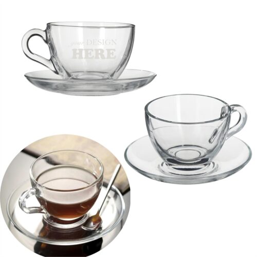 SMPSH076 Glass Tea Cup and Saucer Set