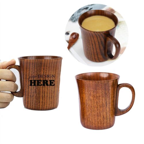 SMPSH082 9 oz Hand-carved Wood Tea Cup