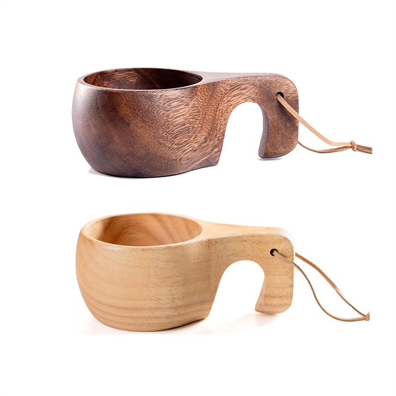 SMPSH085_B SMPSH085 6.8 oz Wood Kuksa Travel Mug w/ Carry Cord