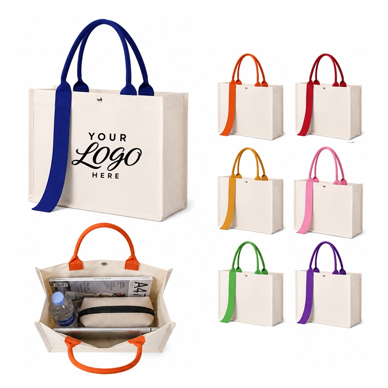 SMPXL002_L SMPXL002 Canvas Snap Handle Tote Bag