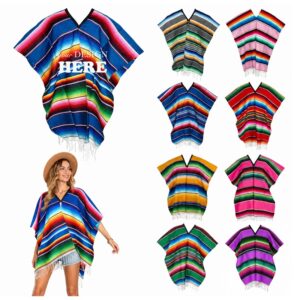 SMPXL055 Mexican Serape Fringed Poncho