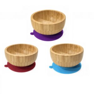 SMPXL063_B SMPXL063 Bamboo Bowl w/ Silicone Suction Base