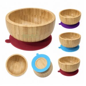 SMPXL063_L SMPXL063 Bamboo Bowl w/ Silicone Suction Base