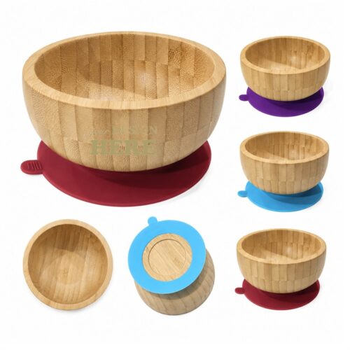 SMPXL063 Bamboo Bowl w/ Silicone Suction Base