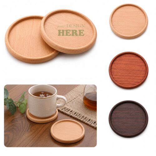 SMPXL066 Round Wood Coaster