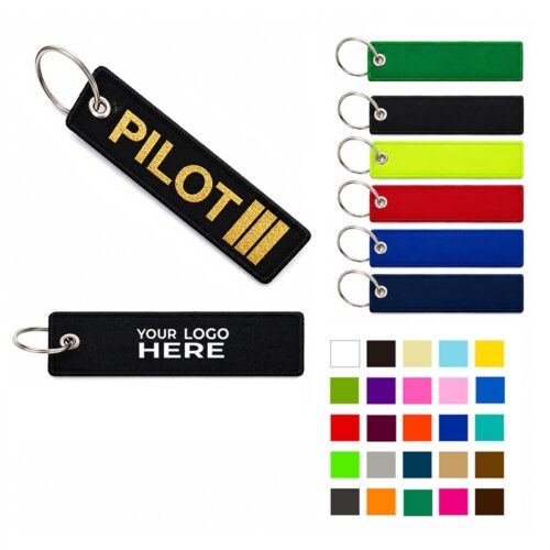 SMPXL085 Double-side Woven Embroidered Fabric Key Tag