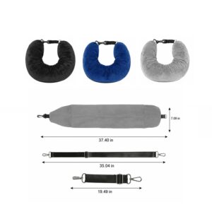 SMPXL092 Velvet Travel Neck Pillow w/ Storage Compartment
