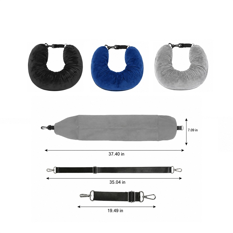 SMPXL092 Velvet Travel Neck Pillow w/ Storage Compartment