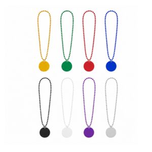 SMPXL095_B SMPXL095 Plastic Beaded Necklace w/ Round Tag