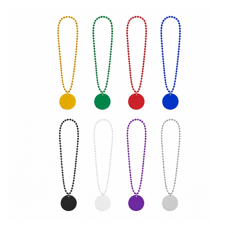 SMPXL095_B SMPXL095 Plastic Beaded Necklace w/ Round Tag