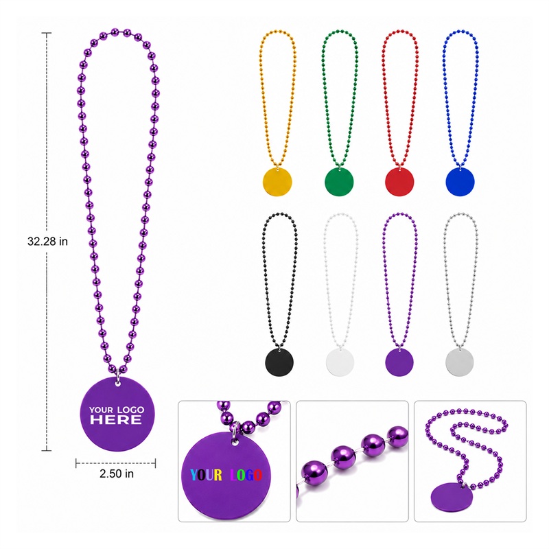 SMPXL095_L SMPXL095 Plastic Beaded Necklace w/ Round Tag
