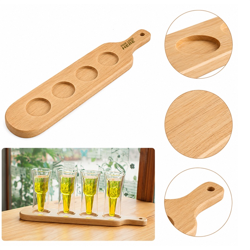 SMPXL096 Set of 4 Wooden Shot Glass Flight Board