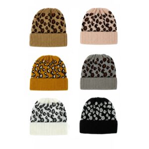 SMPXL119_B SMPXL119 Leopard Knit Ponytail Beanie