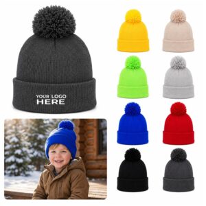 SMPXL123 Kids Knit Pom Pom Beanie