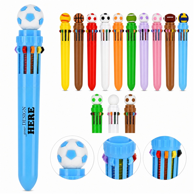 SMPZY010_L SMPZY010 Sports Ball Multicolor Retractable Pen
