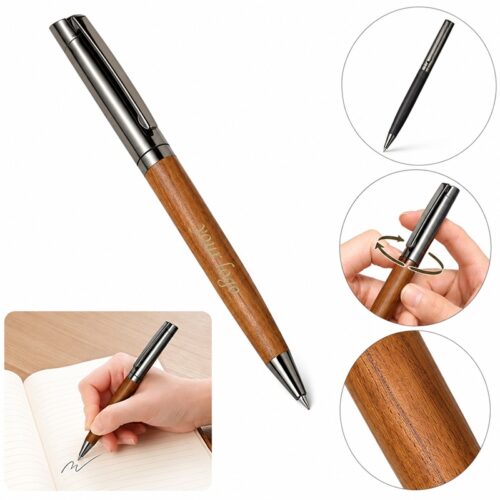SMPZY030 Wood-Barrel Twist Ballpoint Pen