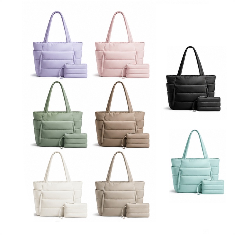 SMPZY032_B SMPZY032 Puffer Multi-Pocket Tote Bag