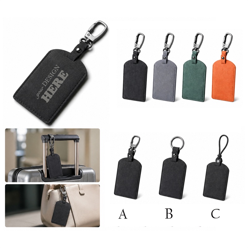 SMPZY036_L SMPZY036 Faux Suede Card Holder Keychain