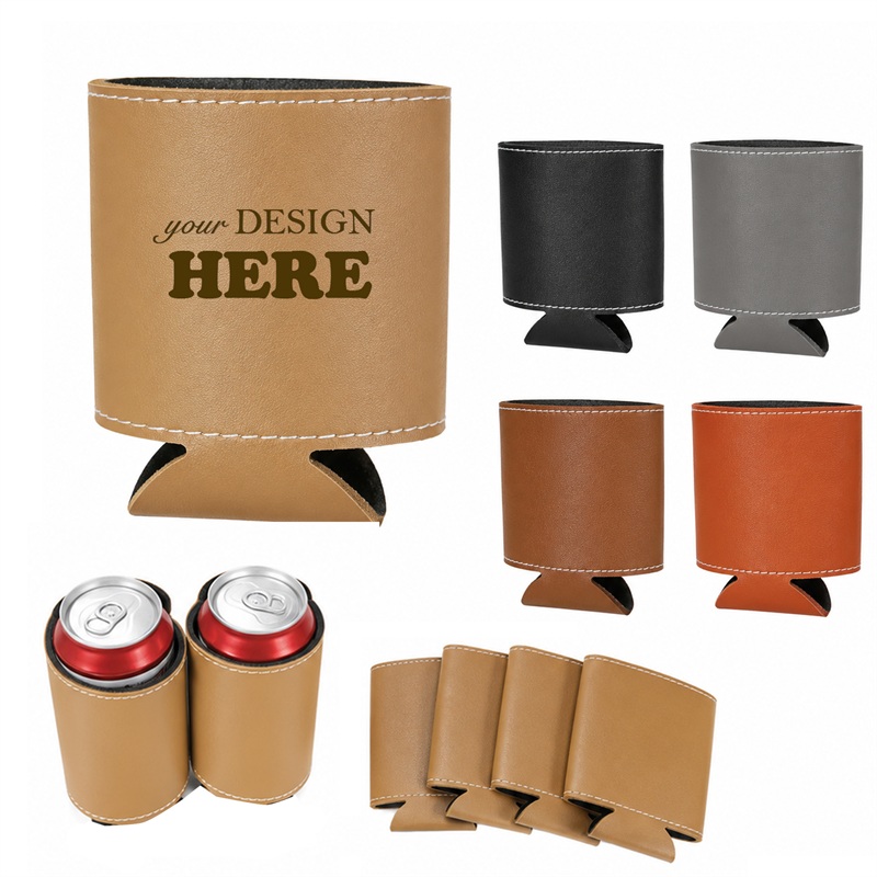 SMPZY037_L SMPZY037 Faux Leather Can Cooler Sleeve