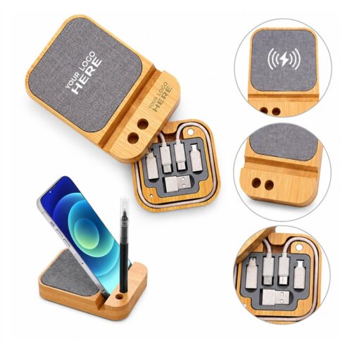 SMPZY054 Bamboo Wireless Charging Cable Organizer