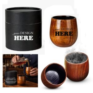 SMPSH098 8 oz Charred Jujube Wood Whiskey Tumbler