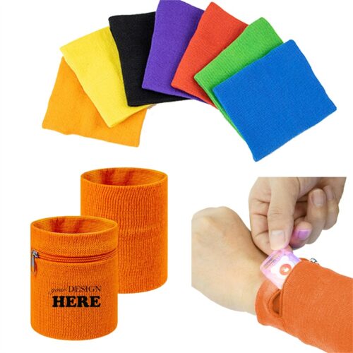 SMPSH146 Zipper-Pocket Wrist Sweatband
