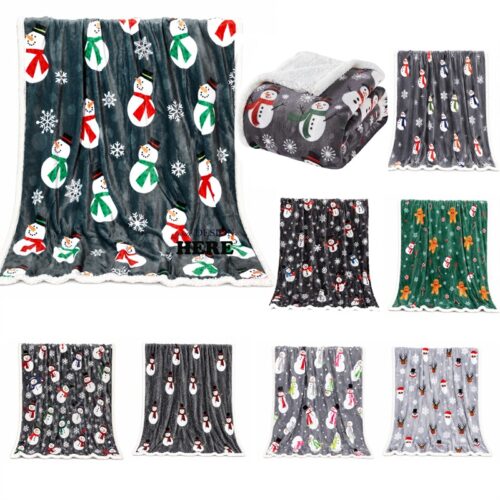 SMPSH162 Sherpa-Lined Flannel Fleece Throw Blanket