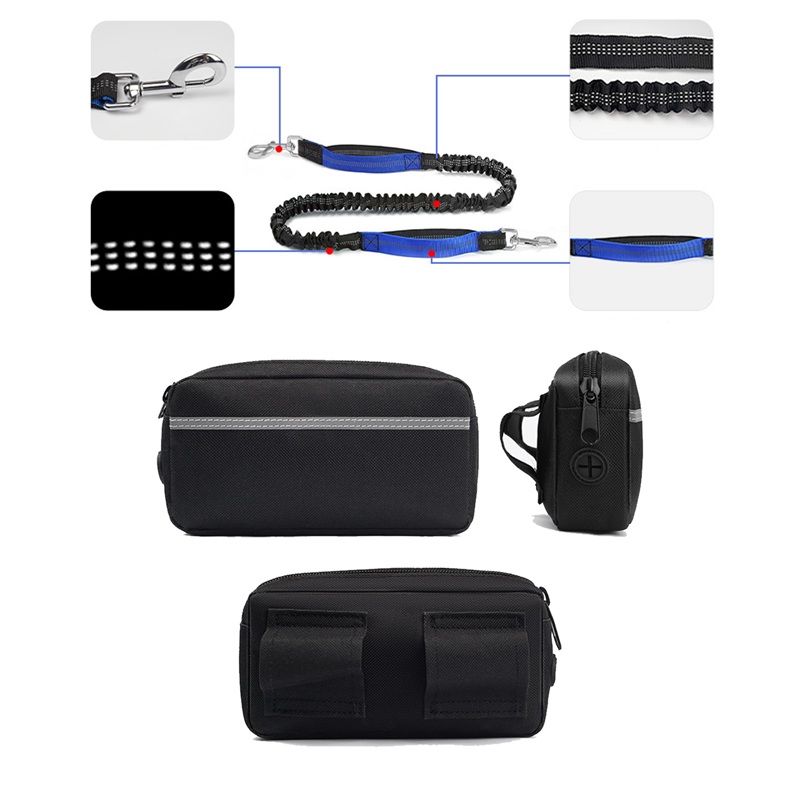 SMPSH165 Reflective Hands-Free Bungee Dog Leash with Waist Pack