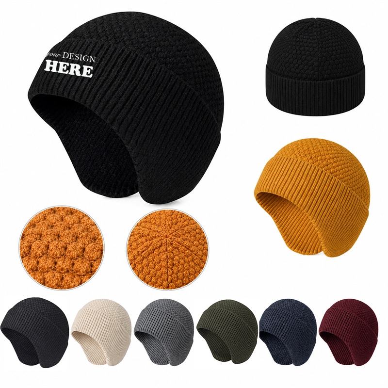SMPSH168 Waffle-Knit Cuffed Beanie