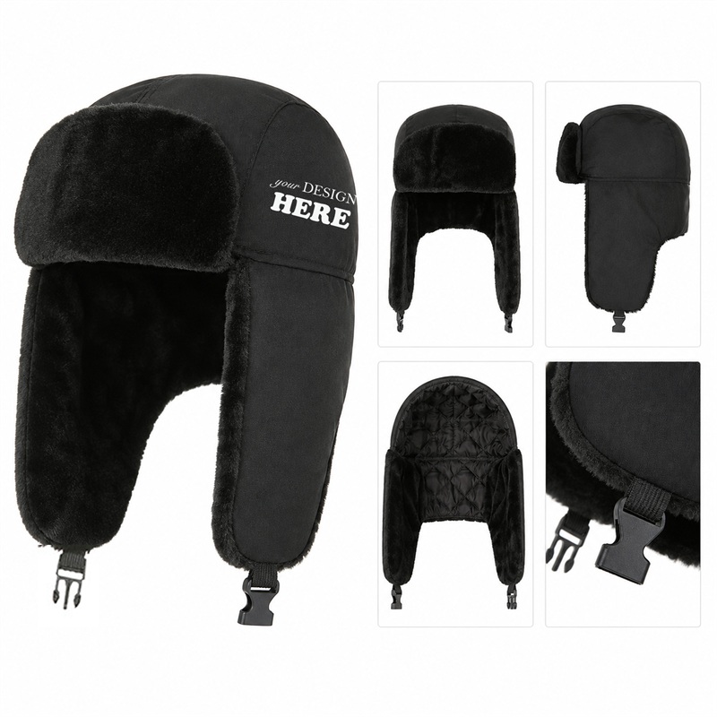 SMPSH177_L SMPSH177 Faux-Fur Trapper Hat with Chin Strap