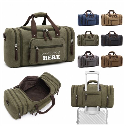 SMPSH181 Canvas Weekender Duffel Bag with Shoe Compartment