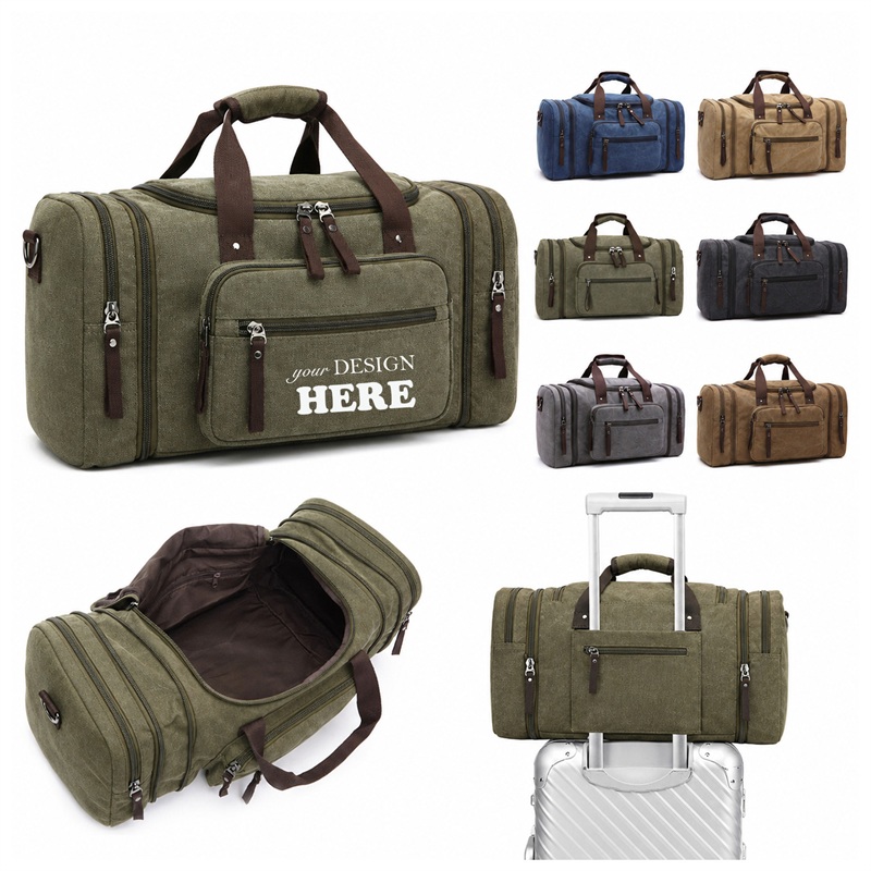 SMPSH181_L SMPSH181 Canvas Weekender Duffel Bag with Shoe Compartment
