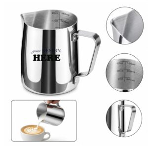 SMPSH186_L SMPSH186 12 oz 304 Stainless Steel Milk Frothing Pitcher with Measurements