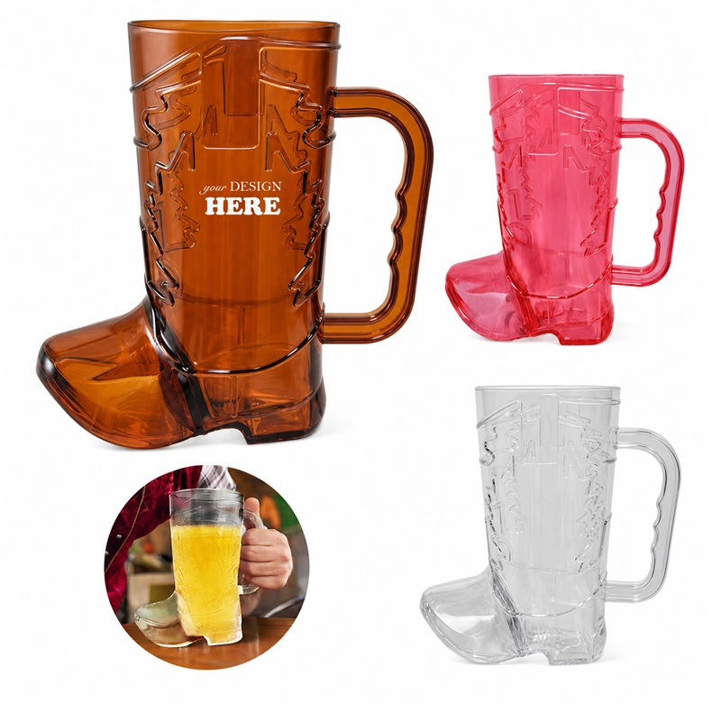 SMPSH194_L SMPSH194 18 oz Cowboy Boot Plastic Mug