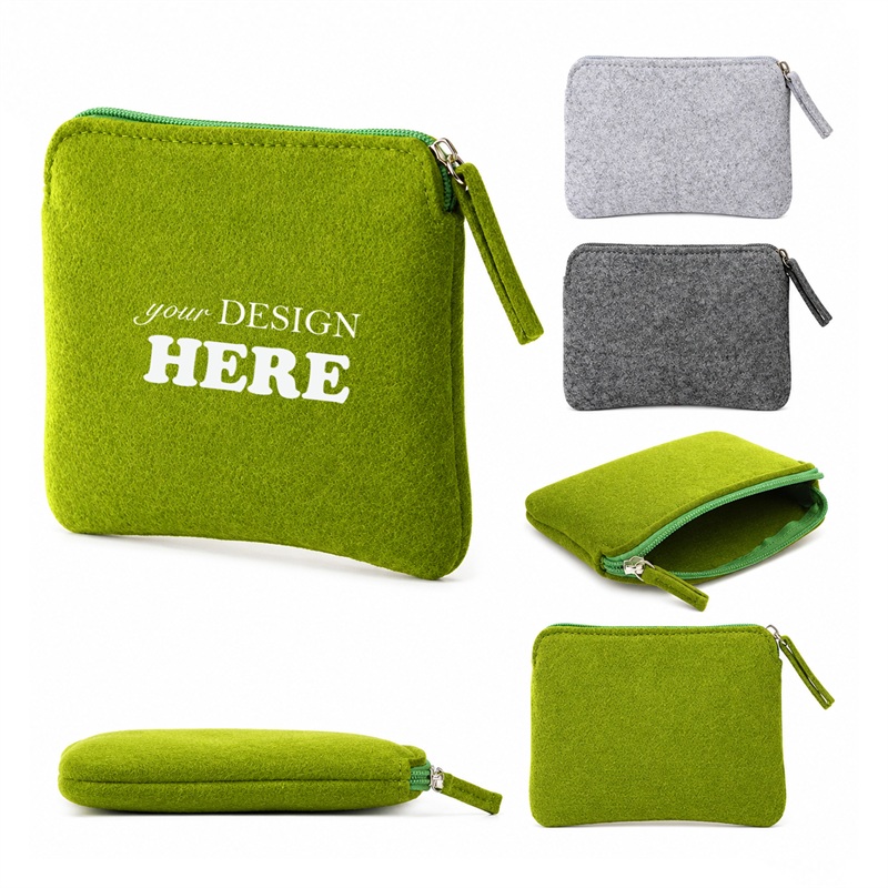 SMPSH229_L SMPSH229 Felt Zipper Coin Pouch