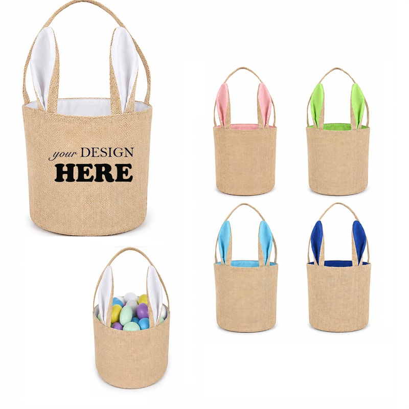 SMPSH263_L SMPSH263 Jute Bunny Ears Easter Bag