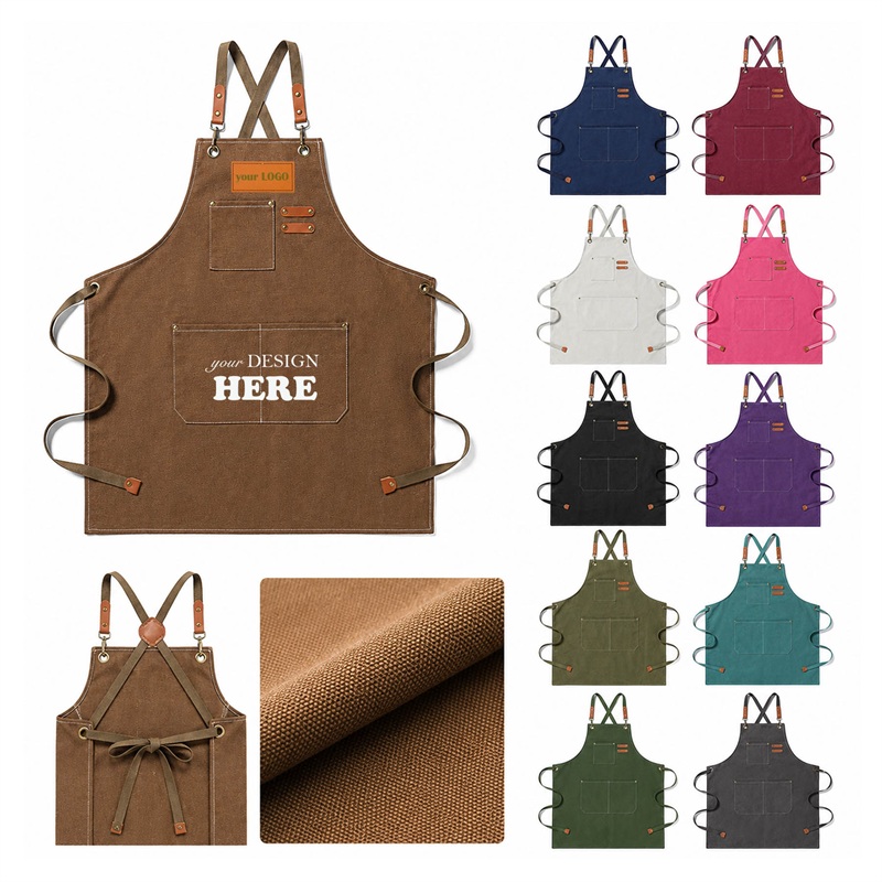 SMPSH296_L SMPSH296 Cross-Back Canvas Work Apron