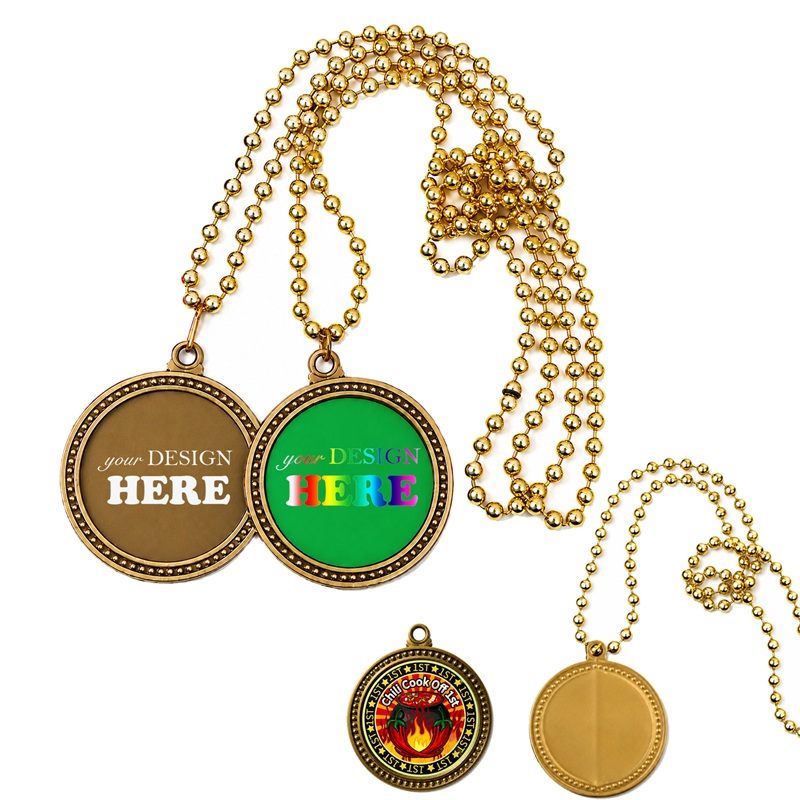 SMPSH307_L SMPSH307 Plastic Bead Necklace with Medallion