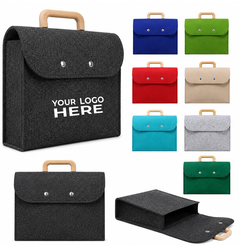 SMPSH342_L SMPSH342 Felt Carry Bag with Wood Handle