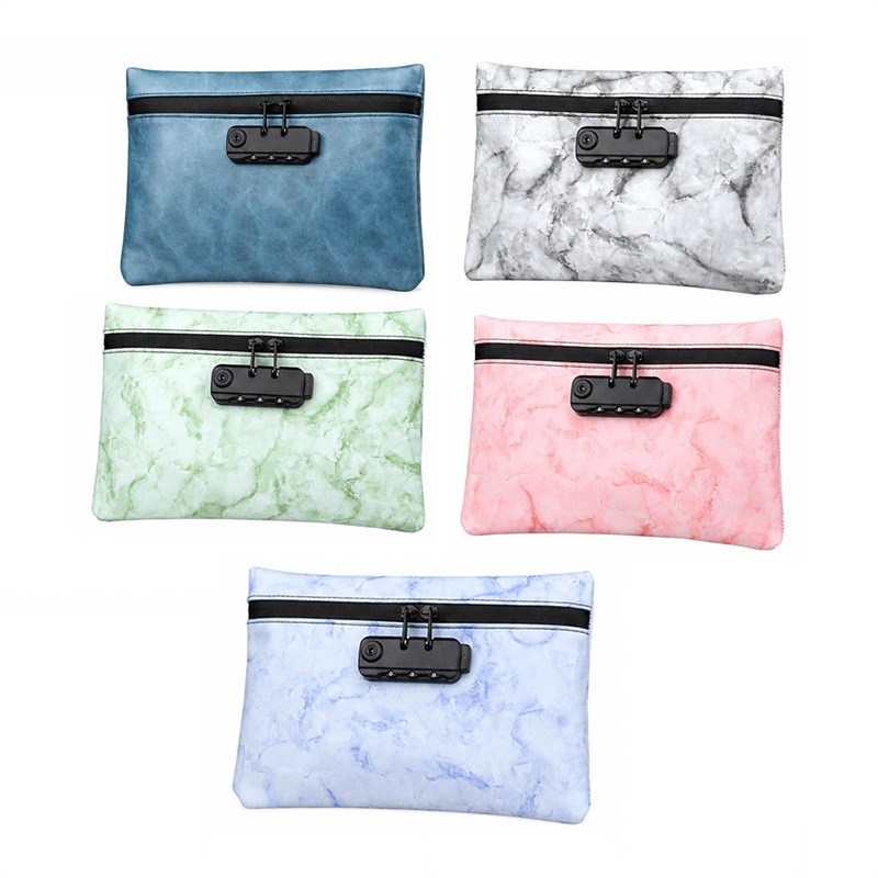 SMPSH357_B SMPSH357 Marble-Print Locking Zipper Pouch