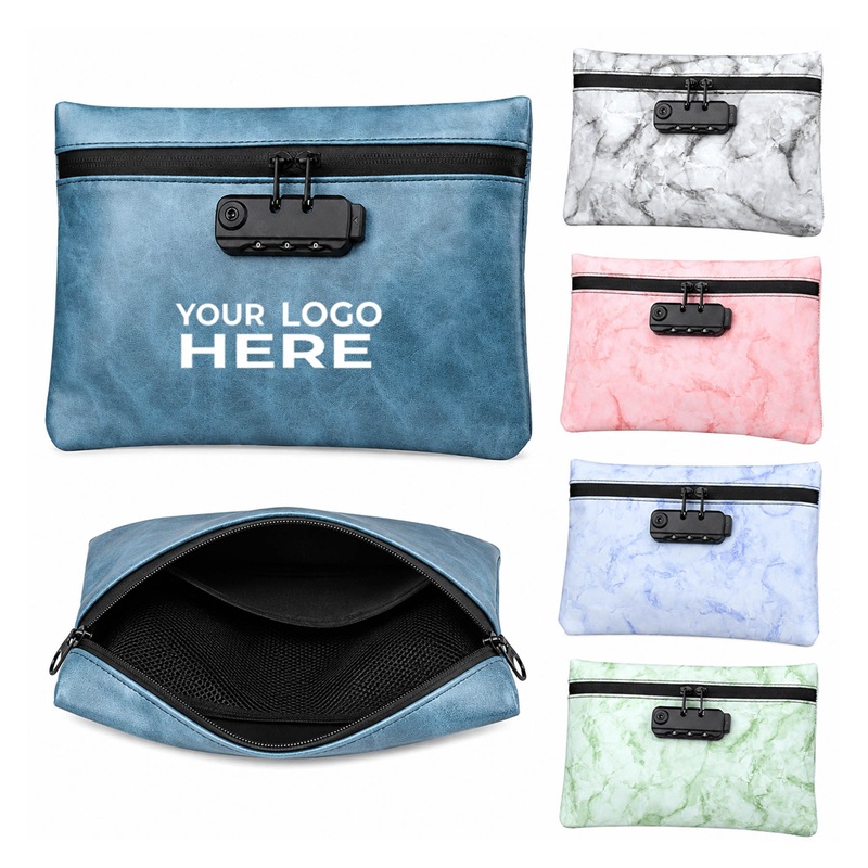 SMPSH357_L SMPSH357 Marble-Print Locking Zipper Pouch
