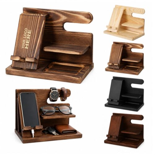 SMPSH375 Wood Valet Stand Desk Organizer