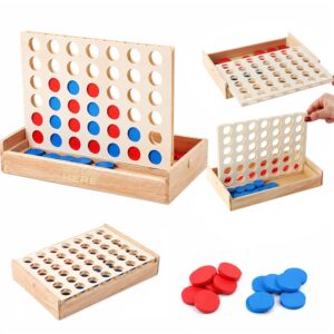 SMPSH376_L SMPSH376 Wood Four In A Row Tabletop Game
