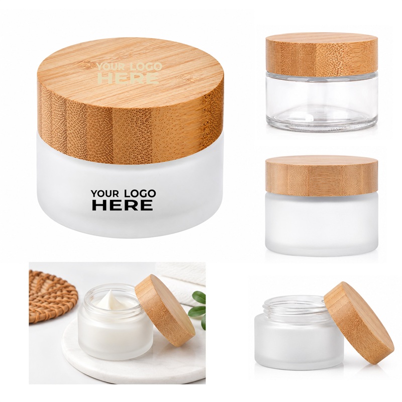 SMPSH396_L SMPSH396 Glass Cosmetic Jar with Bamboo Lid