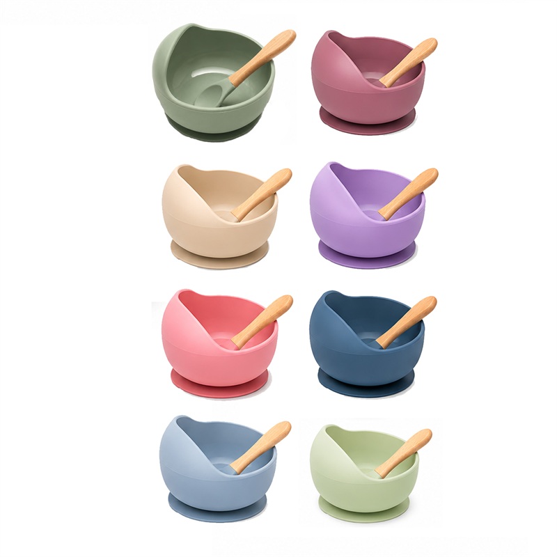 SMPSH397_B SMPSH397 Silicone Suction Feeding Bowl Spoon Set