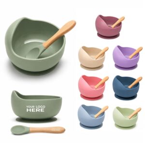 SMPSH397_L SMPSH397 Silicone Suction Feeding Bowl Spoon Set