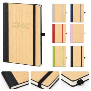 SMPSH398_L SMPSH398 Bamboo-Cover Journal with Elastic Closure